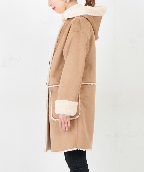 natural couture(ナチュラルクチュール)の「フードエコムートンコート(ムートンコート・レディース・アイボリー/キャメル/ピンク系その他/ピンク系その他2・FREE)」の21枚目の写真