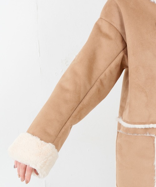 natural couture(ナチュラルクチュール)の「フードエコムートンコート(ムートンコート・レディース・アイボリー/キャメル/ピンク系その他/ピンク系その他2・FREE)」の14枚目の写真
