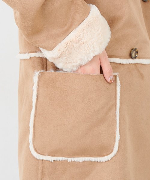 natural couture(ナチュラルクチュール)の「フードエコムートンコート(ムートンコート・レディース・アイボリー/キャメル/ピンク系その他/ピンク系その他2・FREE)」の15枚目の写真