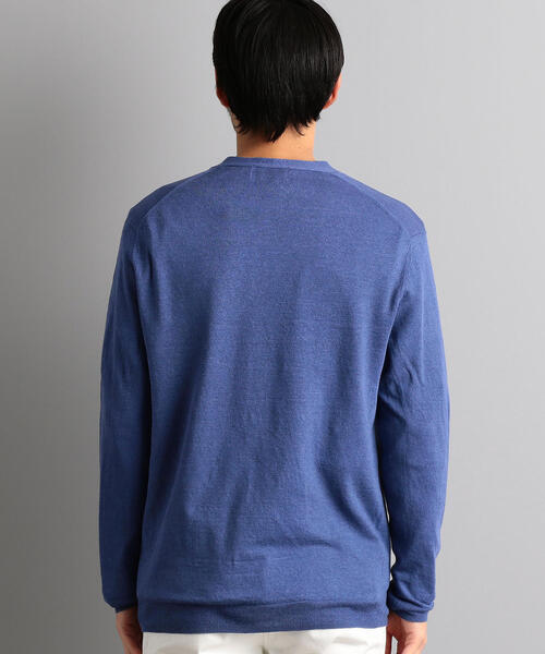 green label relaxing(グリーンレーベルリラクシング)の「NM リネン Vネック カーディガン(カーディガン/ボレロ・メンズ・ロイヤルブルー/グレー/ライトピンク・S/M/L)」の5枚目の写真