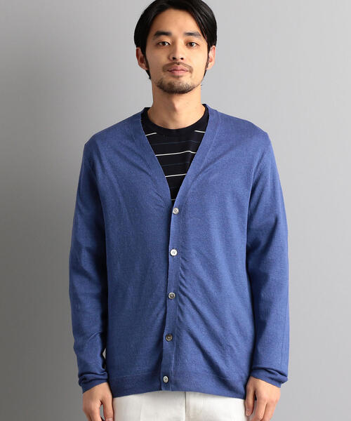 green label relaxing(グリーンレーベルリラクシング)の「NM リネン Vネック カーディガン(カーディガン/ボレロ・メンズ・ロイヤルブルー/グレー/ライトピンク・S/M/L)」の6枚目の写真