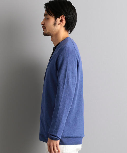 green label relaxing(グリーンレーベルリラクシング)の「NM リネン Vネック カーディガン(カーディガン/ボレロ・メンズ・ロイヤルブルー/グレー/ライトピンク・S/M/L)」の7枚目の写真