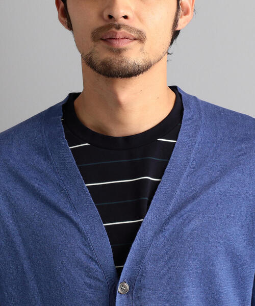 green label relaxing(グリーンレーベルリラクシング)の「NM リネン Vネック カーディガン(カーディガン/ボレロ・メンズ・ロイヤルブルー/グレー/ライトピンク・S/M/L)」の9枚目の写真