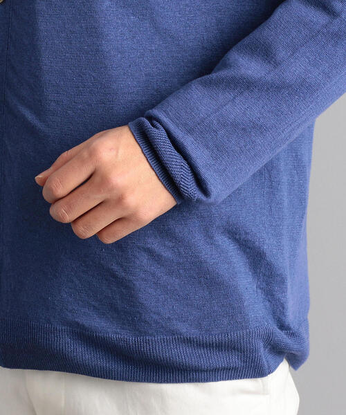 green label relaxing(グリーンレーベルリラクシング)の「NM リネン Vネック カーディガン(カーディガン/ボレロ・メンズ・ロイヤルブルー/グレー/ライトピンク・S/M/L)」の10枚目の写真