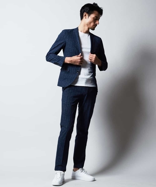 MICHEL KLEIN HOMME (ミッシェルクランオム)の「パンツ(ドピーレヘリンボン)(その他パンツ・メンズ・ネイビー/ブルー・46/48/51)」の5枚目の写真
