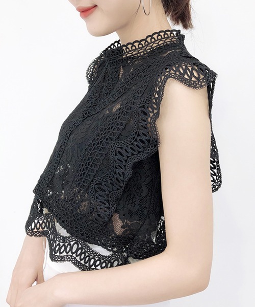 Grandeir(グランディール)の「刺繍レース プチハイネック トップス(シャツ/ブラウス・レディース・ホワイト/ブラック/グレー・M)」の10枚目の写真