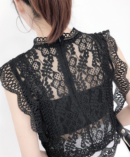 Grandeir(グランディール)の「刺繍レース プチハイネック トップス(シャツ/ブラウス・レディース・ホワイト/ブラック/グレー・M)」の11枚目の写真