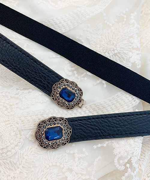 apres jour(アプレジュール)の「【apres jour×ARIAZ】レトロビジューゴムベルト(ベルト・レディース・ブラック/シルバー・FREE)」の3枚目の写真