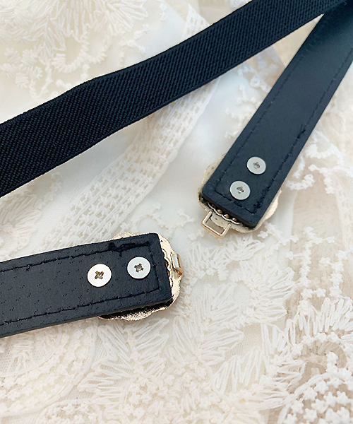 apres jour(アプレジュール)の「【apres jour×ARIAZ】レトロビジューゴムベルト(ベルト・レディース・ブラック/シルバー・FREE)」の4枚目の写真