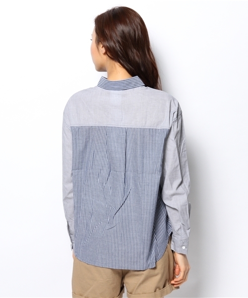 OUTLET（アウトレット）の「【WHO'S WHO gallery】ストライプ切替シャツ（シャツ/ブラウス・レディース・ブルー・FREE）」の7枚目の写真