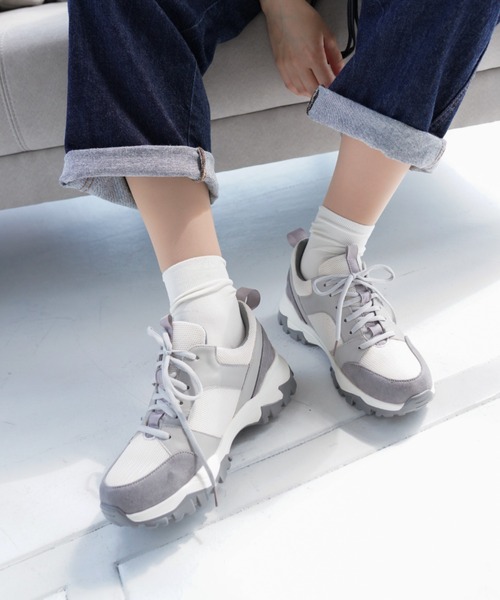 VIVIAN（ヴィヴィアン）の「メッシュコンビレースアップダッドスニーカー（スニーカー・レディース・ベージュ/ブラック/グレー/ピンク/パイソン/ホワイト/ストーン・S/M/L/LL）」の5枚目の写真