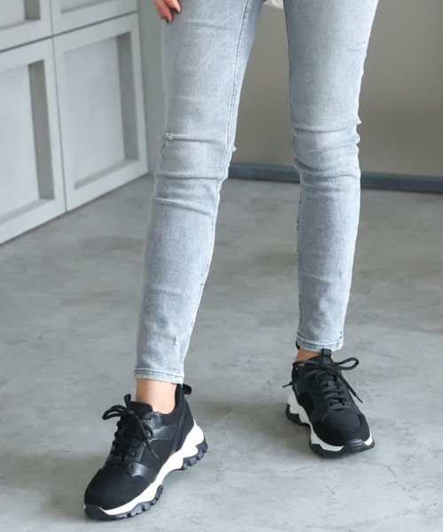 VIVIAN（ヴィヴィアン）の「メッシュコンビレースアップダッドスニーカー（スニーカー・レディース・ベージュ/ブラック/グレー/ピンク/パイソン/ホワイト/ストーン・S/M/L/LL）」の14枚目の写真