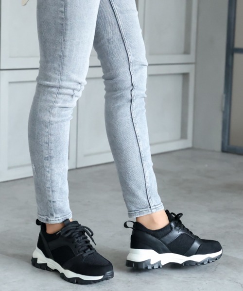 VIVIAN（ヴィヴィアン）の「メッシュコンビレースアップダッドスニーカー（スニーカー・レディース・ベージュ/ブラック/グレー/ピンク/パイソン/ホワイト/ストーン・S/M/L/LL）」の13枚目の写真