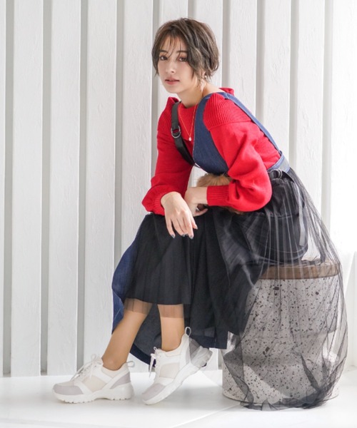 VIVIAN（ヴィヴィアン）の「メッシュコンビレースアップダッドスニーカー（スニーカー・レディース・ベージュ/ブラック/グレー/ピンク/パイソン/ホワイト/ストーン・S/M/L/LL）」の17枚目の写真