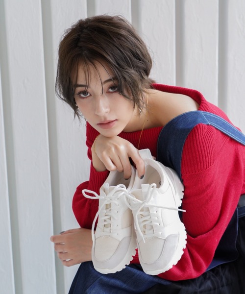 VIVIAN（ヴィヴィアン）の「メッシュコンビレースアップダッドスニーカー（スニーカー・レディース・ベージュ/ブラック/グレー/ピンク/パイソン/ホワイト/ストーン・S/M/L/LL）」の16枚目の写真