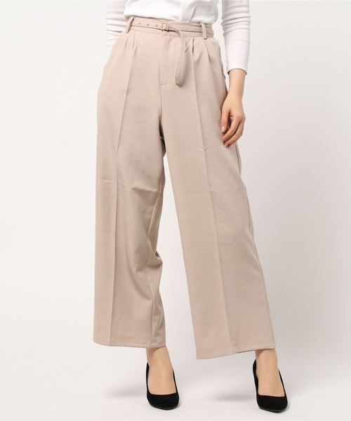 KOBE LETTUCE（コウベレタス）の「アンクル丈orフルレングス2type　とろみ素材ベルト付ワイドパンツ【セットアップOK】（その他パンツ・レディース・ブラウン系その他/ベージュ系その他/ブルー系その他/ピンク系その他/ブラウン系その他2/ベージュ系その他2/ブルー系その他2/ピンク系その他2/グリーン系その他2/ブルー系その他3/ピンク系その他3/ネイビー/ライトピンク/アイボリー/ホワイト系その他/オリーブ・1/2）」の2枚目の写真