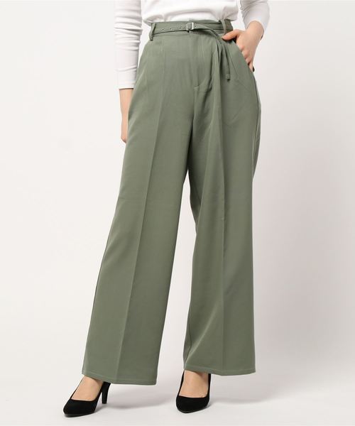 KOBE LETTUCE（コウベレタス）の「アンクル丈orフルレングス2type　とろみ素材ベルト付ワイドパンツ【セットアップOK】（その他パンツ・レディース・ブラウン系その他/ベージュ系その他/ブルー系その他/ピンク系その他/ブラウン系その他2/ベージュ系その他2/ブルー系その他2/ピンク系その他2/グリーン系その他2/ブルー系その他3/ピンク系その他3/ネイビー/ライトピンク/アイボリー/ホワイト系その他/オリーブ・1/2）」の8枚目の写真