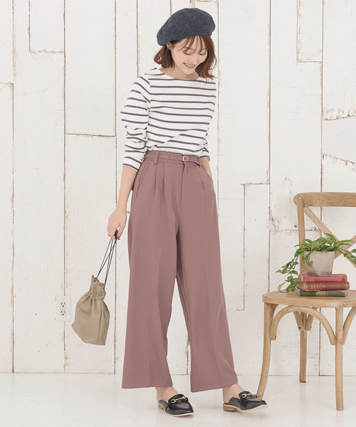 KOBE LETTUCE（コウベレタス）の「アンクル丈orフルレングス2type　とろみ素材ベルト付ワイドパンツ【セットアップOK】（その他パンツ・レディース・ブラウン系その他/ベージュ系その他/ブルー系その他/ピンク系その他/ブラウン系その他2/ベージュ系その他2/ブルー系その他2/ピンク系その他2/グリーン系その他2/ブルー系その他3/ピンク系その他3/ネイビー/ライトピンク/アイボリー/ホワイト系その他/オリーブ・1/2）」の13枚目の写真