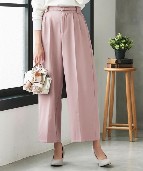 KOBE LETTUCE（コウベレタス）の「アンクル丈orフルレングス2type　とろみ素材ベルト付ワイドパンツ【セットアップOK】（その他パンツ・レディース・ブラウン系その他/ベージュ系その他/ブルー系その他/ピンク系その他/ブラウン系その他2/ベージュ系その他2/ブルー系その他2/ピンク系その他2/グリーン系その他2/ブルー系その他3/ピンク系その他3/ネイビー/ライトピンク/アイボリー/ホワイト系その他/オリーブ・1/2）」の14枚目の写真