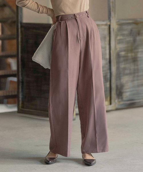 KOBE LETTUCE（コウベレタス）の「アンクル丈orフルレングス2type　とろみ素材ベルト付ワイドパンツ【セットアップOK】（その他パンツ・レディース・ブラウン系その他/ベージュ系その他/ブルー系その他/ピンク系その他/ブラウン系その他2/ベージュ系その他2/ブルー系その他2/ピンク系その他2/グリーン系その他2/ブルー系その他3/ピンク系その他3/ネイビー/ライトピンク/アイボリー/ホワイト系その他/オリーブ・1/2）」の15枚目の写真