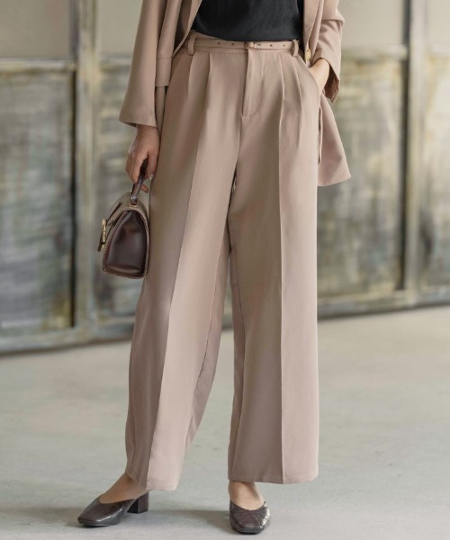 KOBE LETTUCE（コウベレタス）の「アンクル丈orフルレングス2type　とろみ素材ベルト付ワイドパンツ【セットアップOK】（その他パンツ・レディース・ブラウン系その他/ベージュ系その他/ブルー系その他/ピンク系その他/ブラウン系その他2/ベージュ系その他2/ブルー系その他2/ピンク系その他2/グリーン系その他2/ブルー系その他3/ピンク系その他3/ネイビー/ライトピンク/アイボリー/ホワイト系その他/オリーブ・1/2）」の22枚目の写真