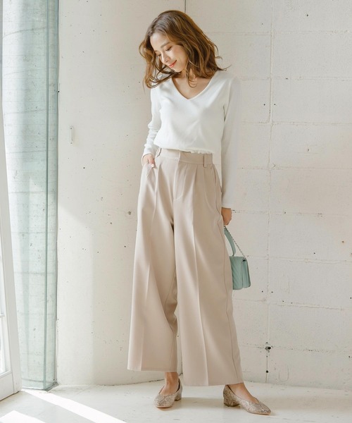 KOBE LETTUCE（コウベレタス）の「アンクル丈orフルレングス2type　とろみ素材ベルト付ワイドパンツ【セットアップOK】（その他パンツ・レディース・ブラウン系その他/ベージュ系その他/ブルー系その他/ピンク系その他/ブラウン系その他2/ベージュ系その他2/ブルー系その他2/ピンク系その他2/グリーン系その他2/ブルー系その他3/ピンク系その他3/ネイビー/ライトピンク/アイボリー/ホワイト系その他/オリーブ・1/2）」の20枚目の写真