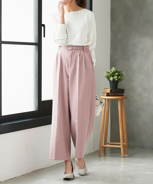 KOBE LETTUCE（コウベレタス）の「アンクル丈orフルレングス2type　とろみ素材ベルト付ワイドパンツ【セットアップOK】（その他パンツ・レディース・ブラウン系その他/ベージュ系その他/ブルー系その他/ピンク系その他/ブラウン系その他2/ベージュ系その他2/ブルー系その他2/ピンク系その他2/グリーン系その他2/ブルー系その他3/ピンク系その他3/ネイビー/ライトピンク/アイボリー/ホワイト系その他/オリーブ・1/2）」の17枚目の写真