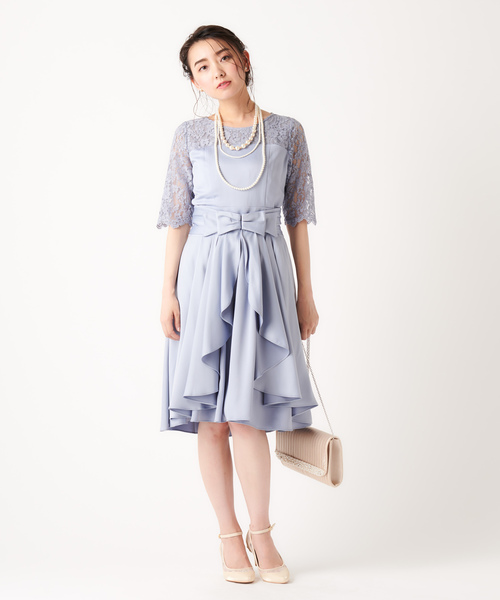 ラップスカート付レース半袖ワンピース 結婚式ワンピース お呼ばれ 二次会 謝恩会 成人式パーティードレス ドレス Prose Prose ワンピース Verse プロズヴェール のファッション ドレス セール