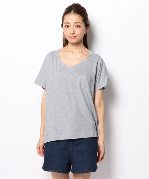 coen（コーエン）の「スラブVネックカットソー（Tシャツ/カットソー・レディース・ホワイト/ライトグレー/イエロー/ブラック・フリー）」の7枚目の写真