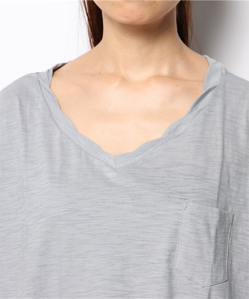 coen（コーエン）の「スラブVネックカットソー（Tシャツ/カットソー・レディース・ホワイト/ライトグレー/イエロー/ブラック・フリー）」の10枚目の写真