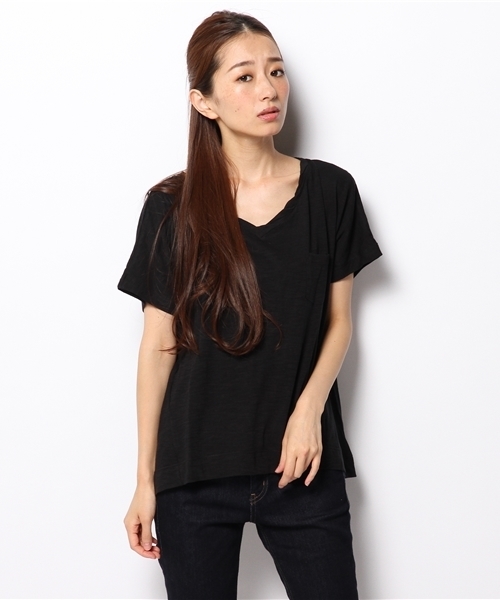 coen（コーエン）の「スラブVネックカットソー（Tシャツ/カットソー・レディース・ホワイト/ライトグレー/イエロー/ブラック・フリー）」の5枚目の写真