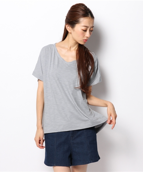 coen（コーエン）の「スラブVネックカットソー（Tシャツ/カットソー・レディース・ホワイト/ライトグレー/イエロー/ブラック・フリー）」の14枚目の写真