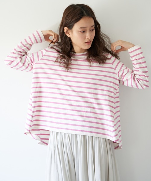 AMERICAN HOLIC(アメリカンホリック)の「ボーダーAラインフレアプルオーバー *(Tシャツ/カットソー・レディース・ブラック/ネイビー/オフホワイト/ピンク/ブルー/グリーン/LT.Gray・MEDIUM/LARGE)」の6枚目の写真
