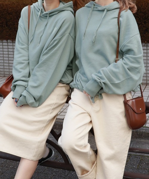 PairPair（ペアペア）の「カラバリ裏毛ドロストパーカー（パーカー・レディース・ライトブルー/ブラック/ライトグリーン/アイボリー/モカ・FREE）」の5枚目の写真