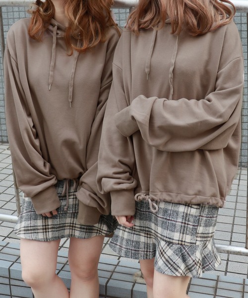 PairPair（ペアペア）の「カラバリ裏毛ドロストパーカー（パーカー・レディース・ライトブルー/ブラック/ライトグリーン/アイボリー/モカ・FREE）」の3枚目の写真