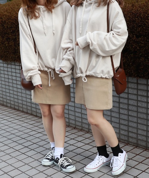 PairPair（ペアペア）の「カラバリ裏毛ドロストパーカー（パーカー・レディース・ライトブルー/ブラック/ライトグリーン/アイボリー/モカ・FREE）」の6枚目の写真