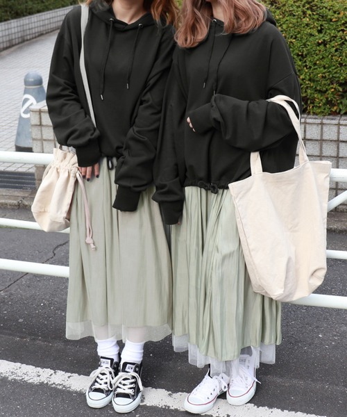 PairPair（ペアペア）の「カラバリ裏毛ドロストパーカー（パーカー・レディース・ライトブルー/ブラック/ライトグリーン/アイボリー/モカ・FREE）」の10枚目の写真