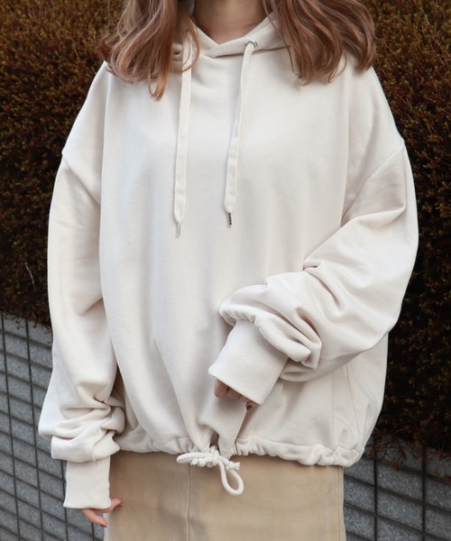 PairPair（ペアペア）の「カラバリ裏毛ドロストパーカー（パーカー・レディース・ライトブルー/ブラック/ライトグリーン/アイボリー/モカ・FREE）」の12枚目の写真