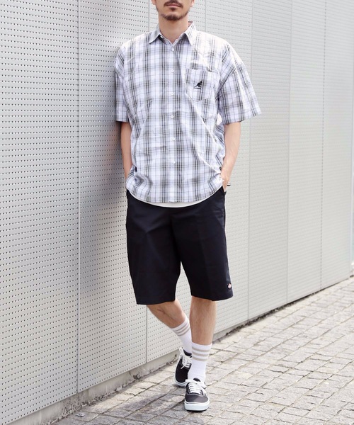 KANGOL(カンゴール)の「【KANGOL/カンゴール】ビッグシルエットチェックシャツ オーバーサイズ ワンポイント ユニセックス(シャツ/ブラウス・メンズ・ホワイト/ベージュ/ブラウン・MEDIUM/LARGE)」の11枚目の写真
