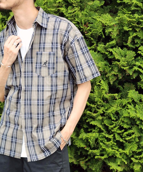 KANGOL(カンゴール)の「【KANGOL/カンゴール】ビッグシルエットチェックシャツ オーバーサイズ ワンポイント ユニセックス(シャツ/ブラウス・メンズ・ホワイト/ベージュ/ブラウン・MEDIUM/LARGE)」の10枚目の写真