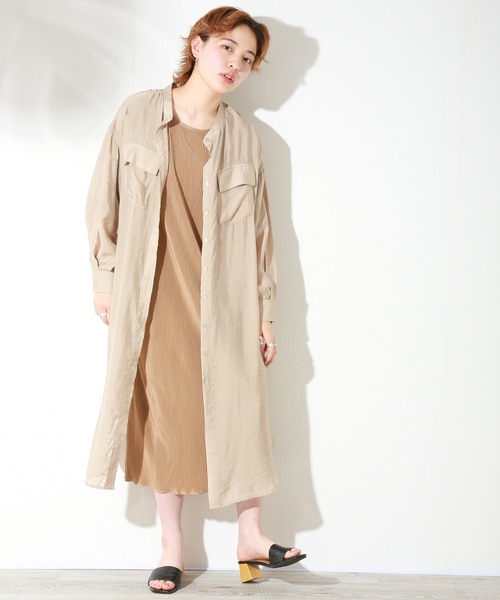 libelle more（リベル モア）の「シアーシャツ ワンピース（シャツワンピース・レディース・ブルー/ベージュ/ブラウン/オフホワイト/ネイビー・FREE）」の16枚目の写真