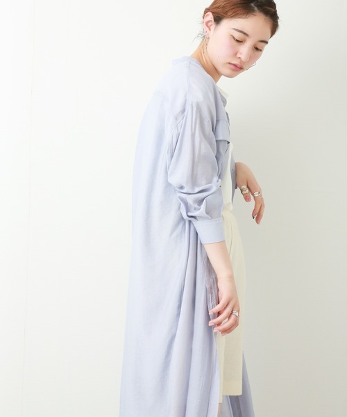 libelle more（リベル モア）の「シアーシャツ ワンピース（シャツワンピース・レディース・ブルー/ベージュ/ブラウン/オフホワイト/ネイビー・FREE）」の6枚目の写真