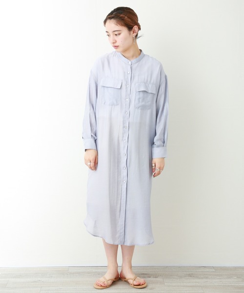 libelle more（リベル モア）の「シアーシャツ ワンピース（シャツワンピース・レディース・ブルー/ベージュ/ブラウン/オフホワイト/ネイビー・FREE）」の14枚目の写真