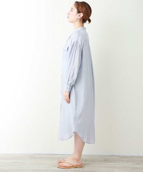 libelle more（リベル モア）の「シアーシャツ ワンピース（シャツワンピース・レディース・ブルー/ベージュ/ブラウン/オフホワイト/ネイビー・FREE）」の19枚目の写真