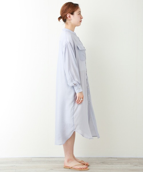 libelle more（リベル モア）の「シアーシャツ ワンピース（シャツワンピース・レディース・ブルー/ベージュ/ブラウン/オフホワイト/ネイビー・FREE）」の22枚目の写真