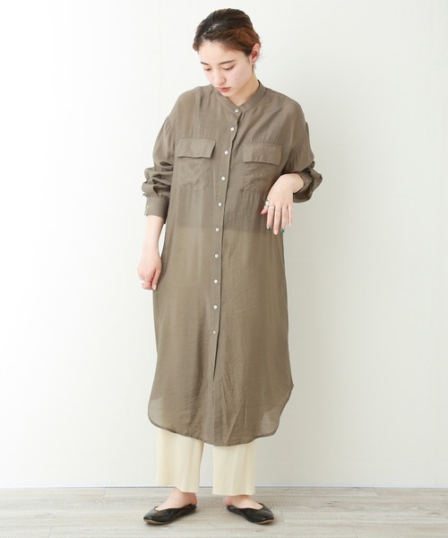 libelle more（リベル モア）の「シアーシャツ ワンピース（シャツワンピース・レディース・ブルー/ベージュ/ブラウン/オフホワイト/ネイビー・FREE）」の21枚目の写真