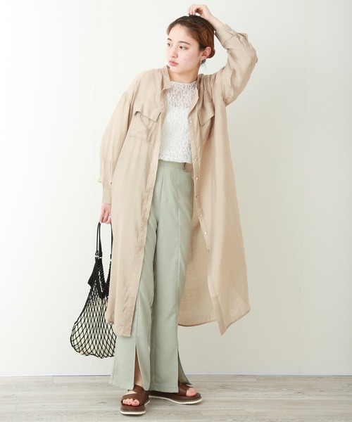 libelle more（リベル モア）の「シアーシャツ ワンピース（シャツワンピース・レディース・ブルー/ベージュ/ブラウン/オフホワイト/ネイビー・FREE）」の12枚目の写真