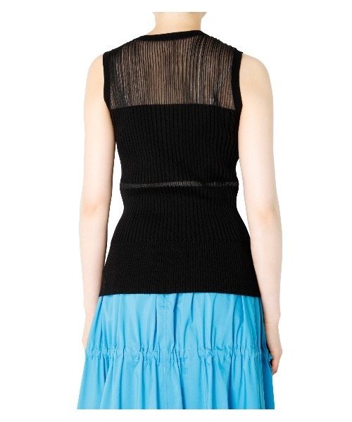 LE CIEL BLEU - Transparent Sleeveless Knit Topsベージュ LE CIEL BLEU - Transparent Sleeveless Knit Tops ベージュの