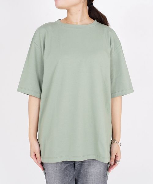 SHIPS(シップス)の「BRING Material×オーガニックコットン スリットロングTEE◇(Tシャツ/カットソー・レディース・ホワイト/ブラック/ブラウン/グリーン・ONE SIZE)」の15枚目の写真