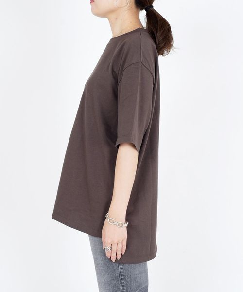 SHIPS(シップス)の「BRING Material×オーガニックコットン スリットロングTEE◇(Tシャツ/カットソー・レディース・ホワイト/ブラック/ブラウン/グリーン・ONE SIZE)」の14枚目の写真